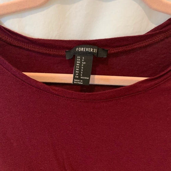 Forever 21 Maroon Long Sleeve Cropped Shirt - Picture 3 of 5